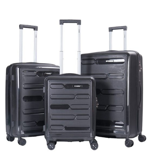 STARGOLD PP Hard Side Luggage Trolley Black Set OF 3 Pieces Bag 360° Double Spinner Wheels With TSA Lock, SG-PP65