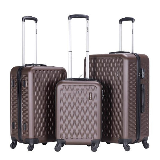 Viptour Lightweight 3 Piece ABS Hard Shell Trolley Luggage Set 20/24/28 Inches VT-A395 Brown