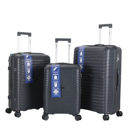 Viptour PP Hard Side Luggage Trolley 3 Pieces Set VT-PP408 Dark Grey