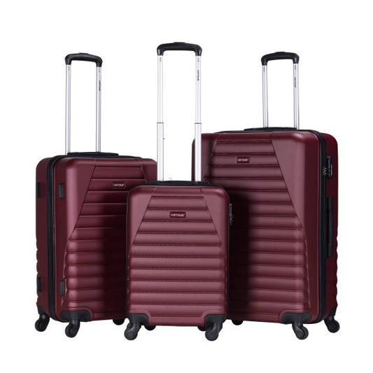 Viptour Hard Side 3 Piece Suitcase Luggage Trolley Set Of 20/24/28 Inches VT-A392 Burgundy
