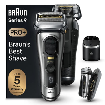 Braun Series 9 Pro+ 9577cc Electric Shaver with 6-in-1 SmartCare center and PowerCase, Silver  8006540913864