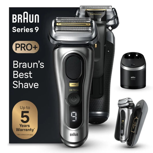 Braun Series 9 Pro+ 9577cc Electric Shaver with 6-in-1 SmartCare center and PowerCase, Silver  8006540913864