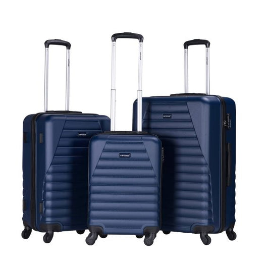 Viptour Hard Side 3 Piece Suitcase Luggage Trolley Set Of 20/24/28 Inches VT-A392 Dark Blue