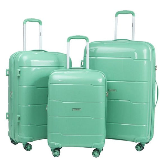 STARGOLD PP Hard Side Luggage Trolley Set OF 3 Pieces Bag 360° Double Spinner Wheels With TSA Lock, SG-PP60 Bean Green