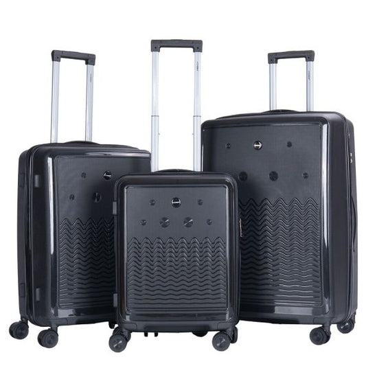 STARGOLD Luggage Trolley PP HardSide 3 PCS Set Suitcase Bag With TSA Lock 360° Rotating Wheels Travel Suitcase, SG-PP69 Black