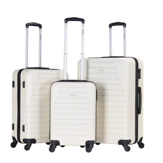 Viptour Hard Side 3 Piece Suitcase Luggage Trolley Set Of 20/24/28 Inches VT-A392 Off White
