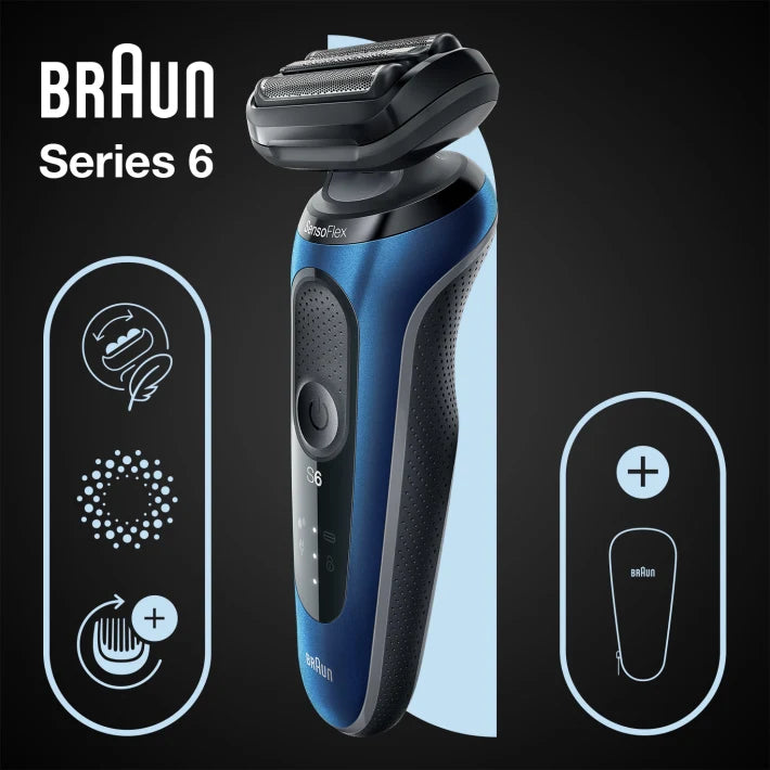 Braun Series 6 61-B1000s Wet & Dry Shaver with travel case, blue 4210201254201