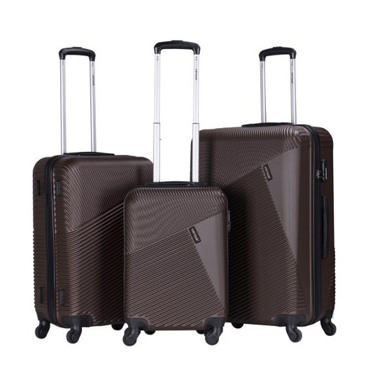 Viptour Unisex Hardside Expandable 3 Piece ABS Trolley Luggage Set 20/24/28 Inch VT-A396 Brown