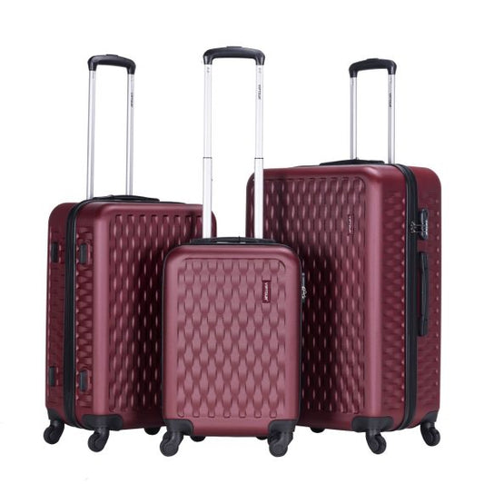 Viptour Lightweight 3 Piece ABS Hard Shell Trolley Luggage Set 20/24/28 Inches VT-A395 Burgundy