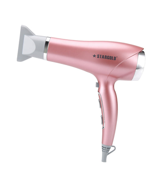 Stargold Lightweight Hair Dryer 2300W Fast Drying 2 Speed, 3 Heat Setting, Cool Button, With Diffuser, Nozzle With 1 Year Warranty SG-3337 PINK