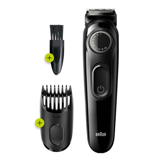 Braun Beard Trimmer 3 for Face and Hair, Black/Grey with precision dial, BT3222 4210201283768