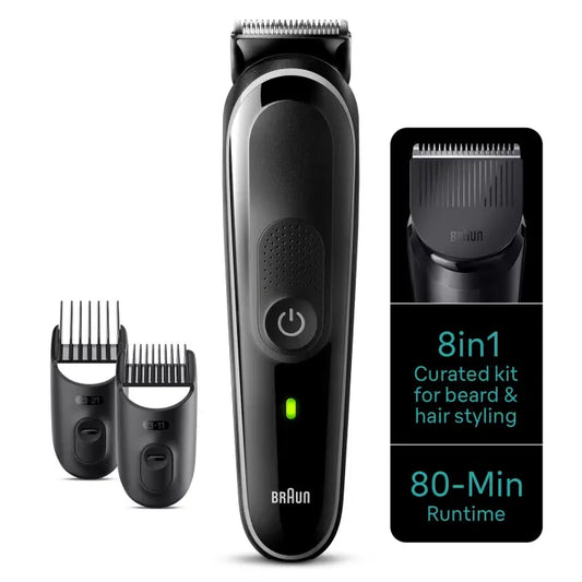 Braun 8-in-1 Style Kit 3 MGK3440 beard, hair. With 80min runtime, pouch, grey 4210201446835