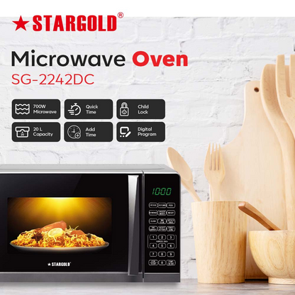 STARGOLD Microwave Oven 20L Capacity With Child Lock Oven 99-Minute Timer Best Oven 700W Microwave Home Appliance, SG-2242DC