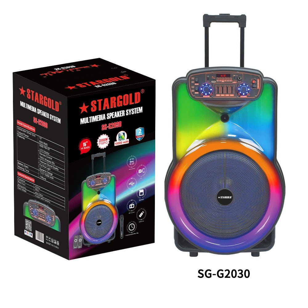 STARGOLD Multimedia Speaker 60W Remote Control Via BT, USB, SD/MMC, SG-G2030 BLACK