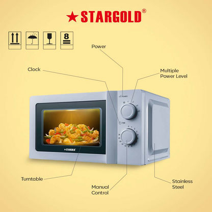 STARGOLD Microwave Oven 20L Capacity With 30-Minute Cooking Timer And 6-Stage Heat 700W Home Appliance, SG-2241MC