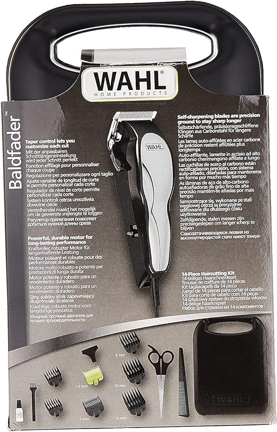 WAHL Baldfader Hair Cutting Kit, Corded Hair Clipper Kit for Mens Grooming, 7 Comb , 79111-527