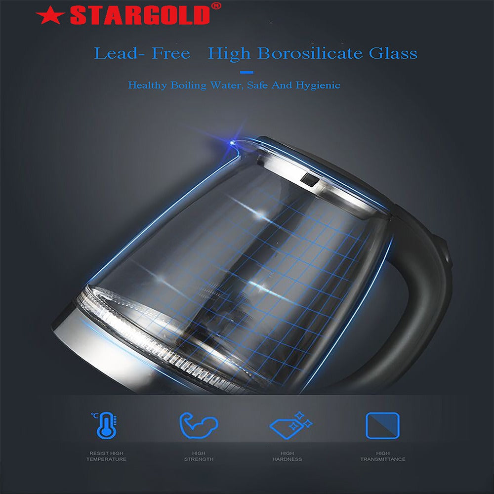STARGOLD High Quality 1.8 Liter Glass Body Electric Kettle With LED Glow Indicator SG-1451