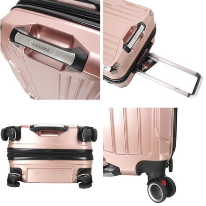 STARGOLD Luggage Trolley 3 PCS Set TPC Hardside 360° Rotational Wheels And TPC Lockable Travel Suitcase, SG-TPC40 Rose Gold