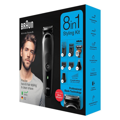 Braun MGK5260 All-in-One trimmer 5 for Face, Hair, and Body, Black/Grey 8-in-1 Body Groomer Kit 4210201283270