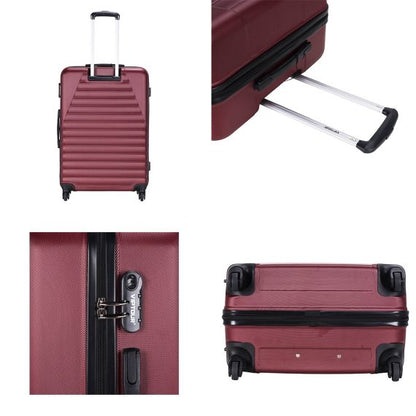 Viptour Hard Side 3 Piece Suitcase Luggage Trolley Set Of 20/24/28 Inches VT-A392 Burgundy