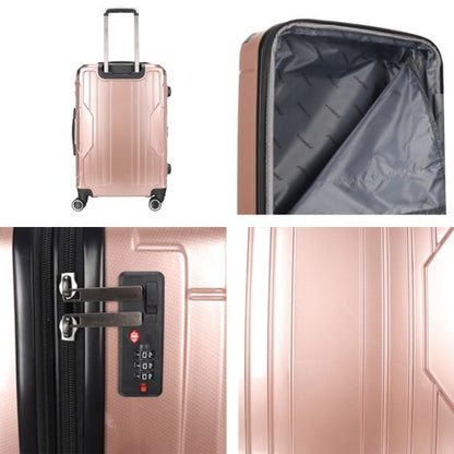 STARGOLD Luggage Trolley 3 PCS Set TPC Hardside 360° Rotational Wheels And TPC Lockable Travel Suitcase, SG-TPC40 Rose Gold