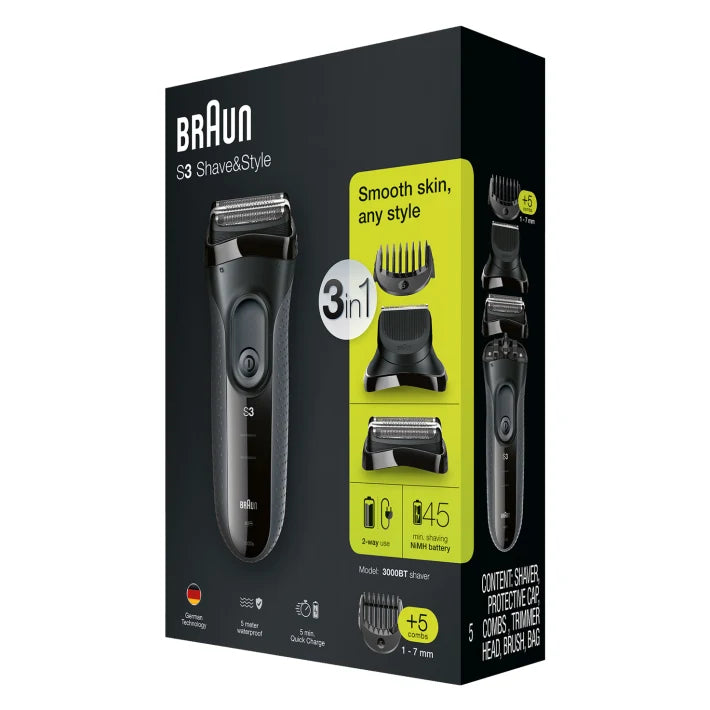 Braun 3000BT Series 3 Style Kit Shaver, Trimmer Black/Grey 4210201151500