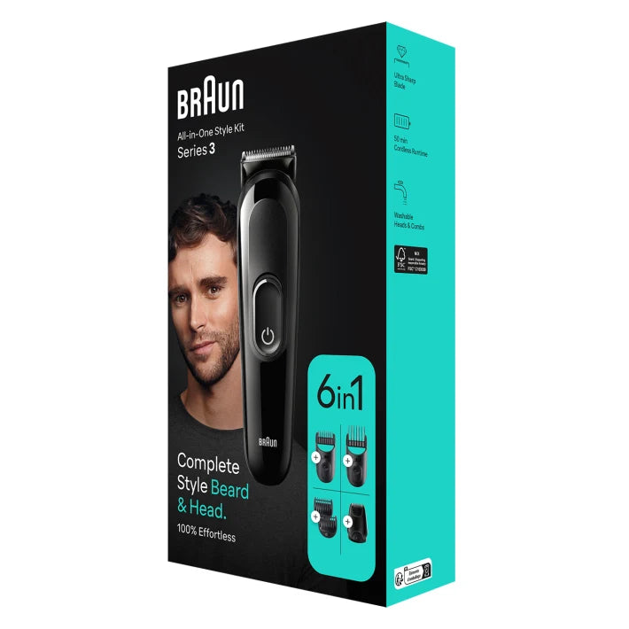 Braun 6-in-1 Style Kit 3 MGK3410 beard, hair. With 50min runtime, black 4210201446613