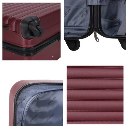 Viptour Hard Side 3 Piece Suitcase Luggage Trolley Set Of 20/24/28 Inches VT-A392 Burgundy